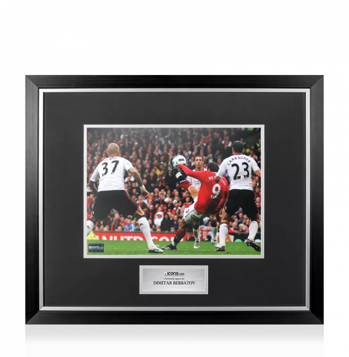 Dimitar Berbatov Signed Manchester United Photo In Premium Photo Frame: Overhead Kick V Liverpool - Signed In Black