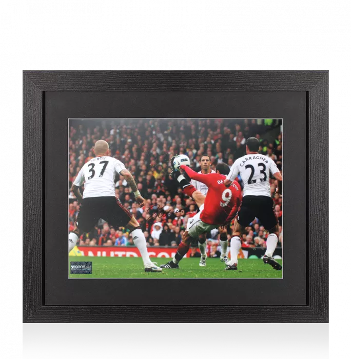 Dimitar Berbatov Signed Manchester United Photo In Black Wooden Frame: Overhead Kick v Liverpool - Signed in Black