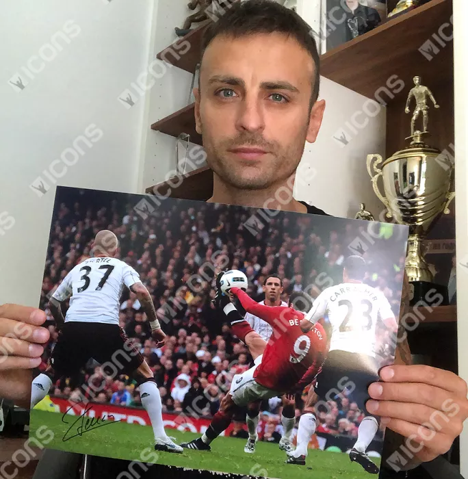Dimitar Berbatov Signed Manchester United Photo In Black Wooden Frame: Overhead Kick Vs Liverpool