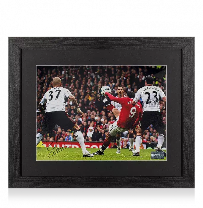 Dimitar Berbatov Signed Manchester United Photo In Black Wooden Frame: Overhead Kick Vs Liverpool