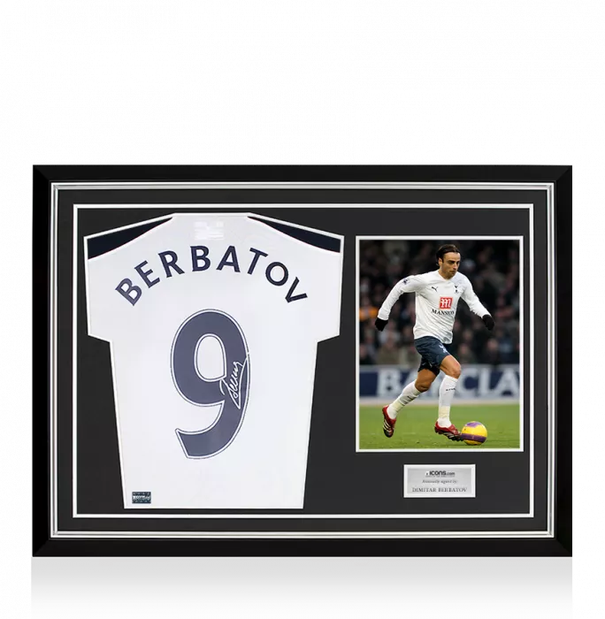 Dimitar Berbatov Signed Tottenham Hotspur Home Shirt Home Shirt In Hero Frame: Option 1