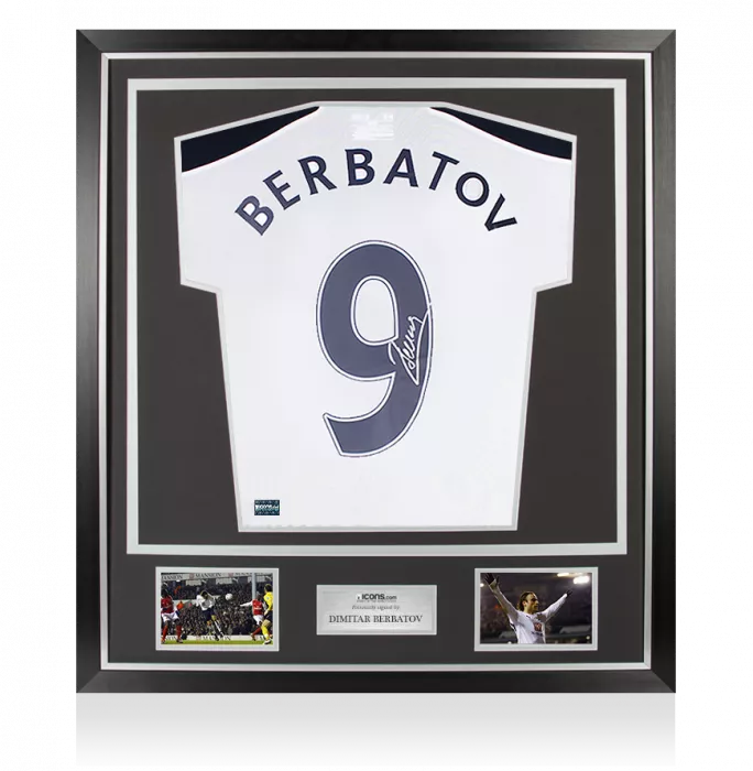 Dimitar Berbatov Signed Tottenham Hotspur Home Shirt In Classic Frame