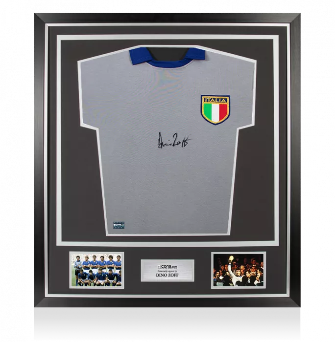 Dino Zoff Front Signed Italy 1982 Home Shirt In Classic Frame