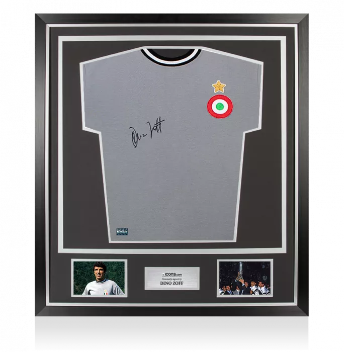 Dino Zoff Front Signed Retro Juventus Home Shirt In Classic Frame