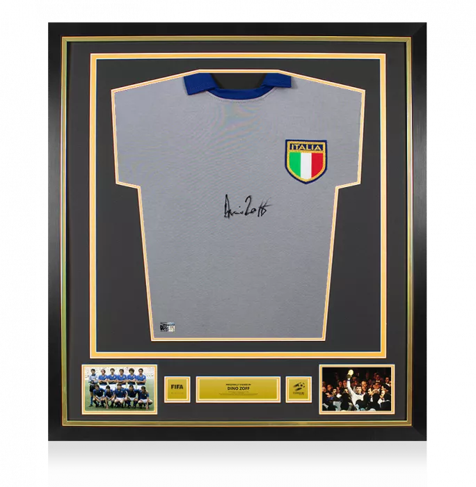 Dino Zoff Official 1982 FIFA World Cup™ Front Signed and Framed Italy 1982 Home Shirt