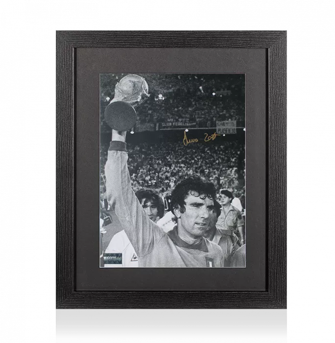 Dino Zoff Signed Italy Photo In Black Wooden Frame: 1982 FIFA World Cup Winner