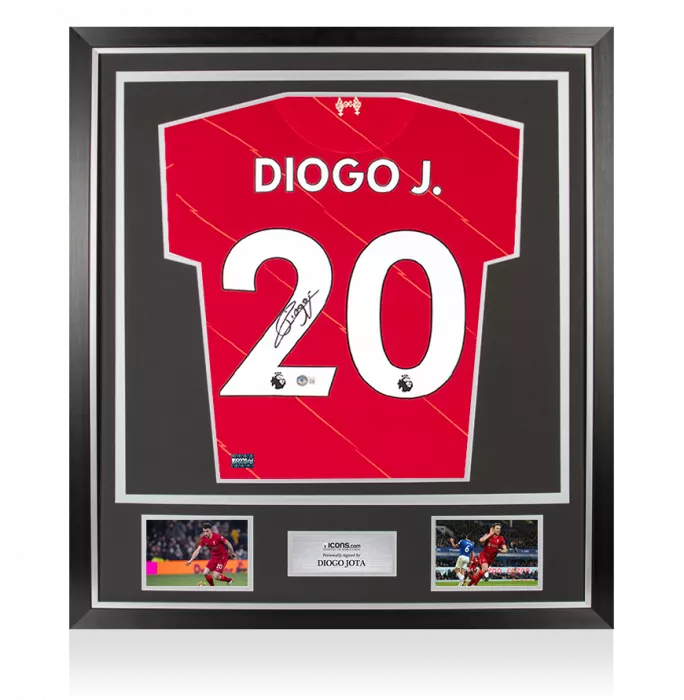 Diogo Jota Back Signed Liverpool FC 2021-22 Home Shirt In Classic Frame