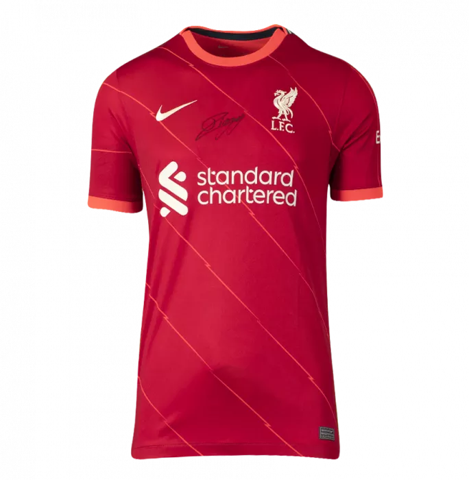 Diogo Jota Official UEFA Champions League Front Signed And Hero Framed Liverpool 2021-22 Home Shirt