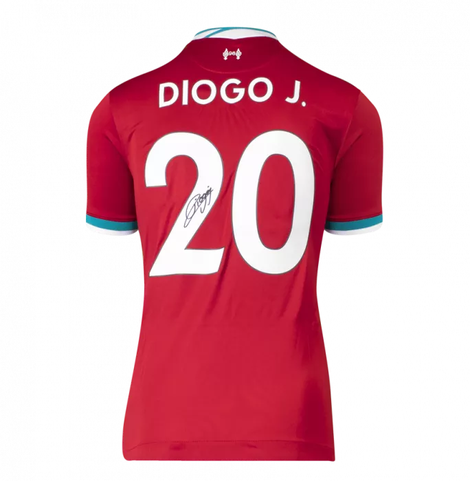 Diogo Jota Official UEFA Champions League Signed And Framed Liverpool FC 2020-21 Home Shirt With Fan Style Numbers