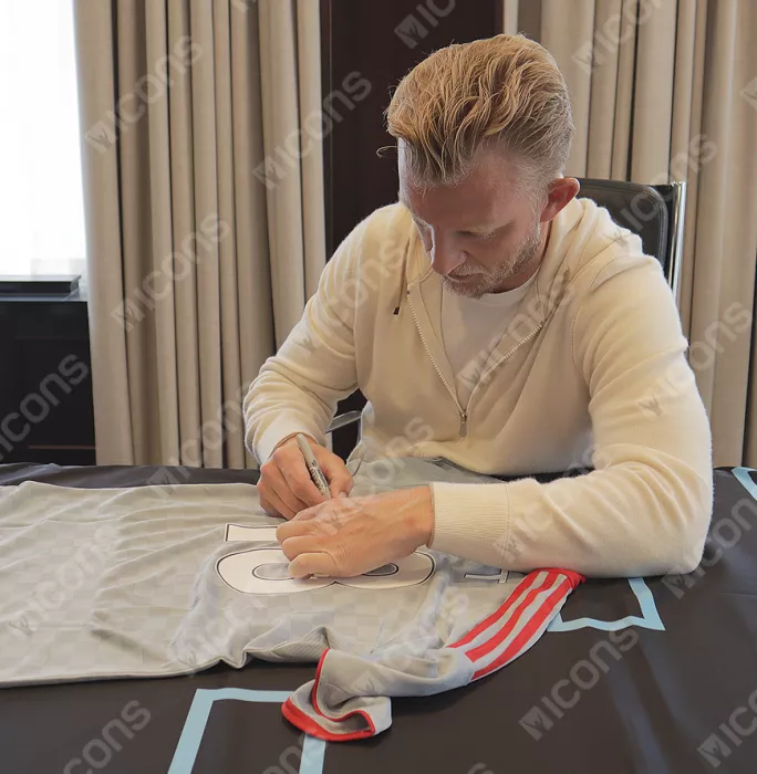 Dirk Kuyt Back Signed Liverpool FC 2008-10 Away Shirt In Hero Frame: Option 1