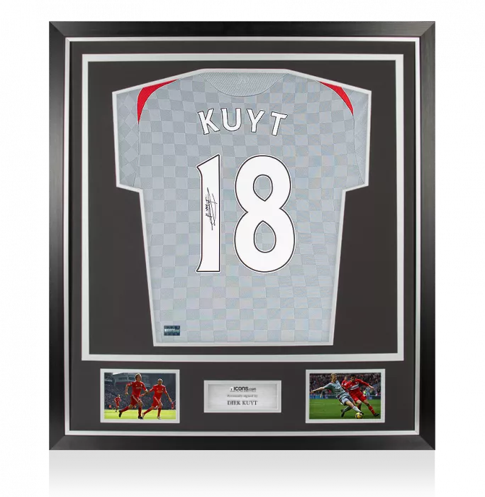 Dirk Kuyt Back Signed Liverpool FC 2008-10 Away Shirt In Classic Frame