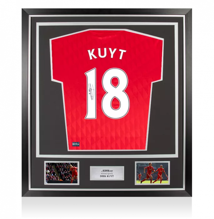 Dirk Kuyt Back Signed Liverpool FC 2010-12 Home Shirt In Classic Frame