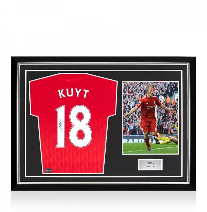 Dirk Kuyt Back Signed Liverpool FC 2010-12 Home Shirt In Hero Frame: Option 1