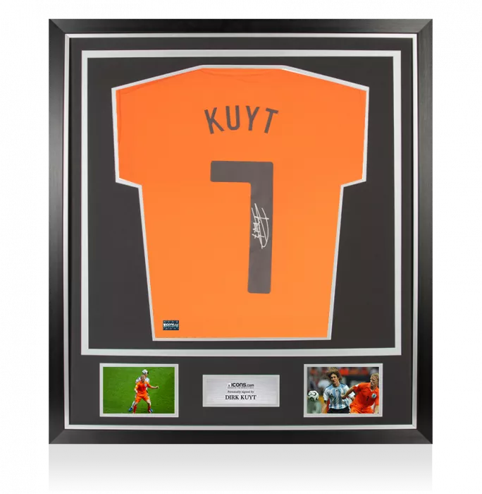 Dirk Kuyt Back Signed Netherlands 2006-08 Home Shirt In Classic Frame
