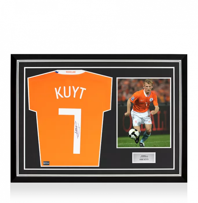 Dirk Kuyt Back Signed Netherlands 2008-09 Home Shirt In Hero Frame: Option 1