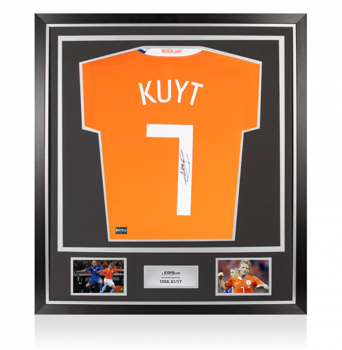 Dirk Kuyt Back Signed Netherlands 2008-09 Home Shirt In Classic Frame