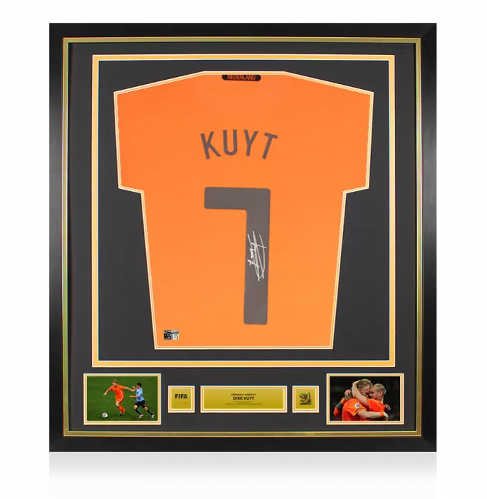 Dirk Kuyt Official 2010 FIFA World Cup™ Back Signed and Framed Netherlands 2010-11 Home Shirt