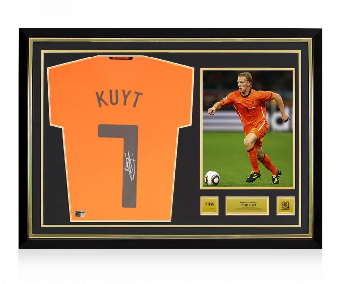 Dirk Kuyt Official 2010 FIFA World Cup™ Back Signed and Hero Framed Netherlands 2010-11 Home Shirt