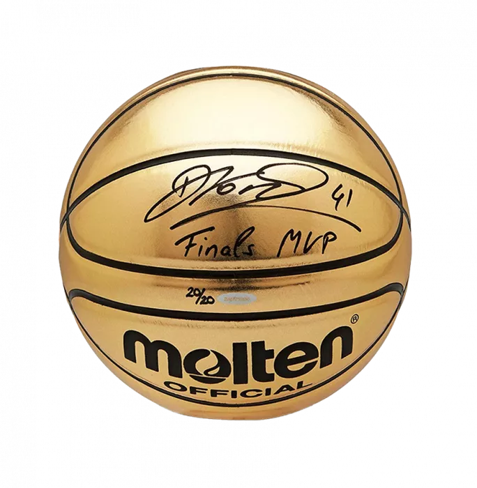 Dirk Nowitzki Signed Molten Gold Trophy NBA Basketball: "Finals MVP" Special Edition
