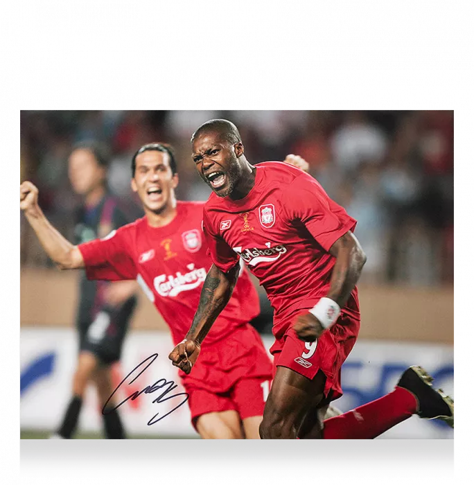 Djibril Cisse Signed Liverpool Photo: 2005 UEFA Super Cup Goal
