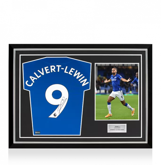 Dominic Calvert-Lewin Back Signed Everton 2020-21 Home Shirt In Hero Frame: Option 1