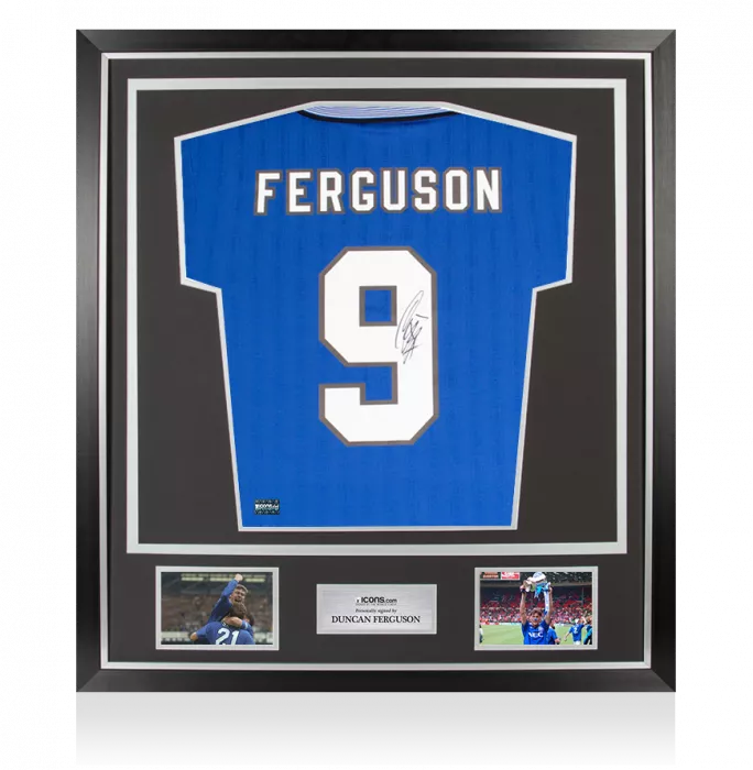 Duncan Ferguson Back Signed Everton 1995 FA Cup Final Shirt In Classic Frame