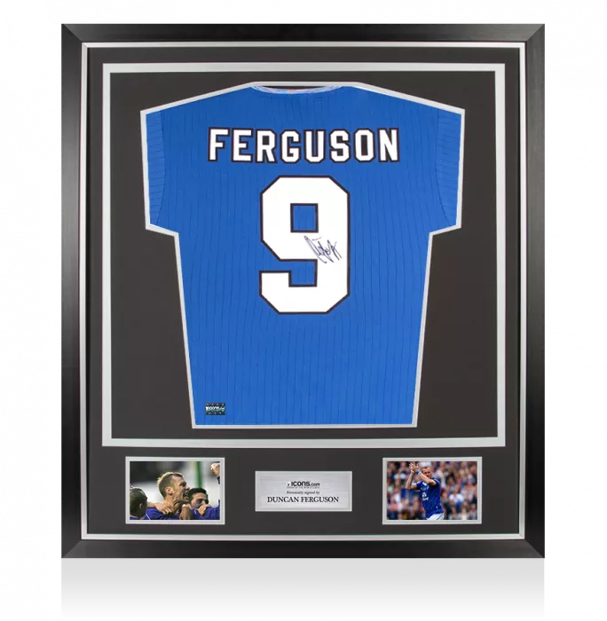 Duncan Ferguson Back Signed Everton Home Shirt In Classic Frame: 1995 FA Cup Final Special Edition