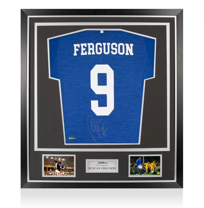Duncan Ferguson Back Signed Everton Home Shirt In Classic Frame