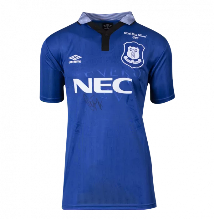 Duncan Ferguson Front Signed Everton 1995-96 Home Shirt In Hero Frame: Option 1