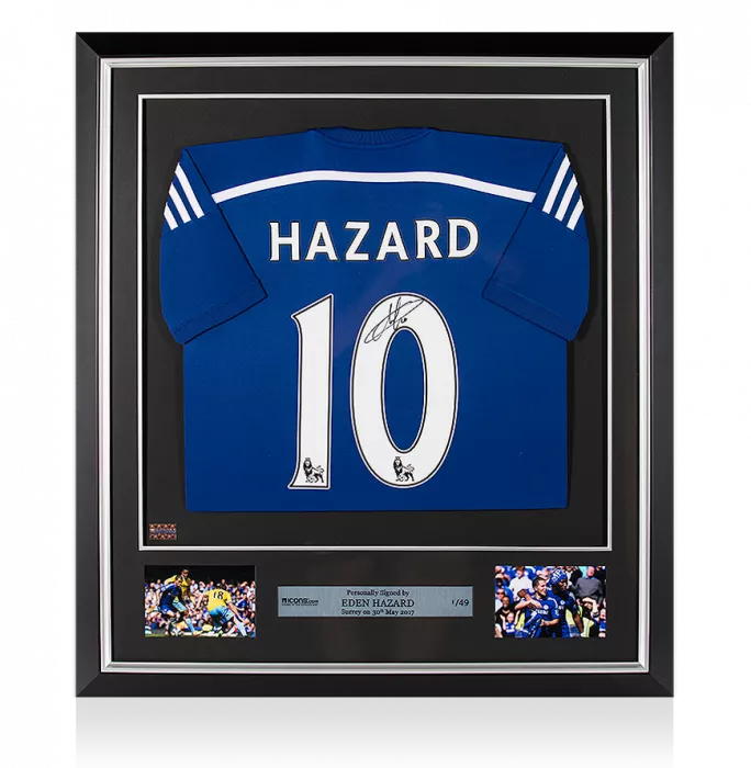 Eden Hazard Back Signed and Framed Chelsea 2014-15 Home Shirt