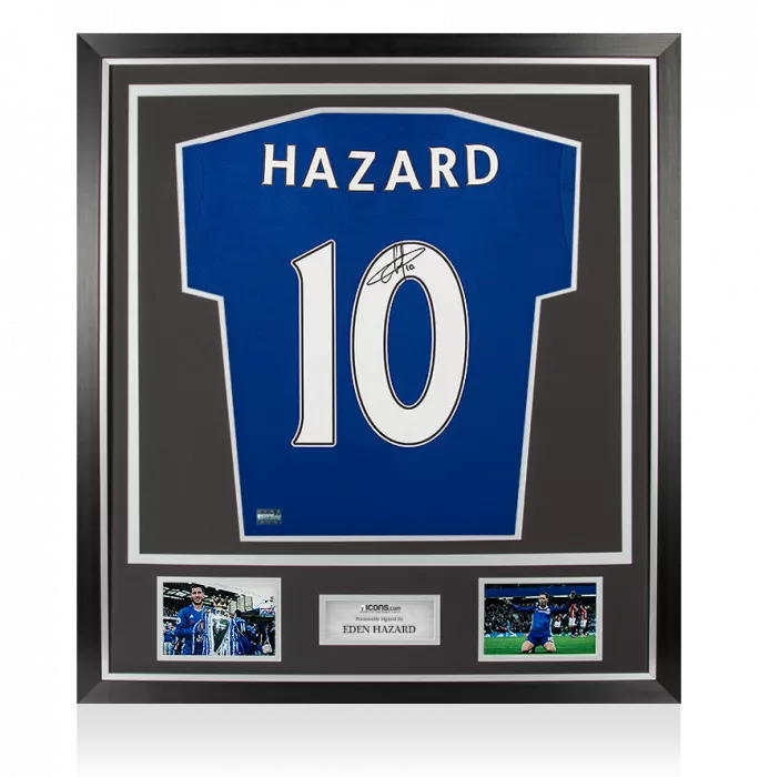 Eden Hazard Back Signed Chelsea 2016-17 Home Shirt In Classic Frame