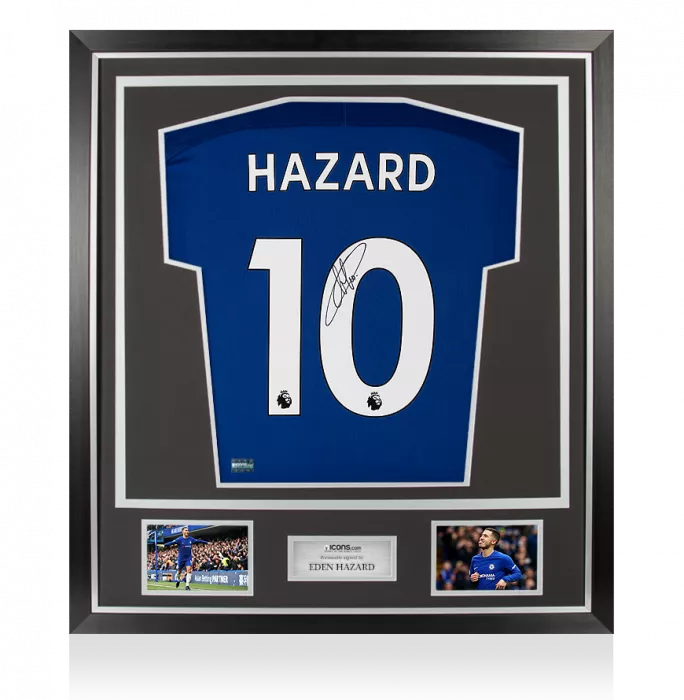 Eden Hazard Back Signed Chelsea 2017-18 Home Shirt In Classic Frame