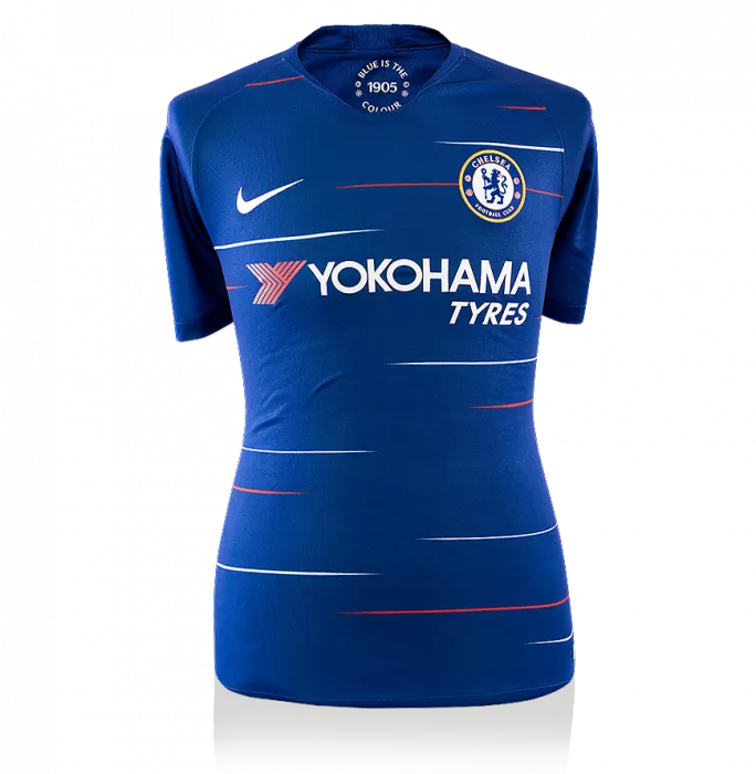 Eden Hazard Back Signed Chelsea 2018-19 Home Shirt With Fan Style Numbers