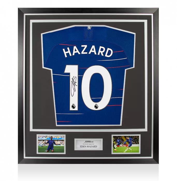 Eden Hazard Back Signed Chelsea 2018-19 Home Shirt In Classic Frame