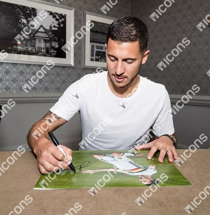 Eden Hazard Signed Belgium Photo In Black Wooden Frame: UEFA EURO 2016 Goal Vs Hungary