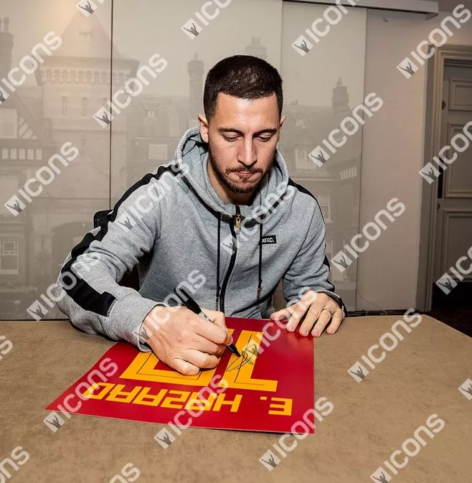Eden Hazard Signed Belgium Shirt Print In Black Wooden Frame: Limited Edition 'Hazard 10'