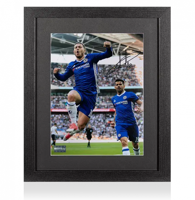 Eden Hazard Signed Chelsea Photo In Black Wooden Frame: Goal vs Tottenham Hotspur