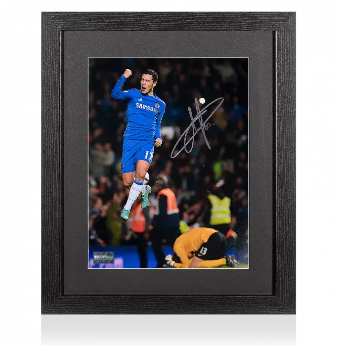 Eden Hazard Signed Chelsea Photo In Black Wooden Frame: Goal vs Manchester United
