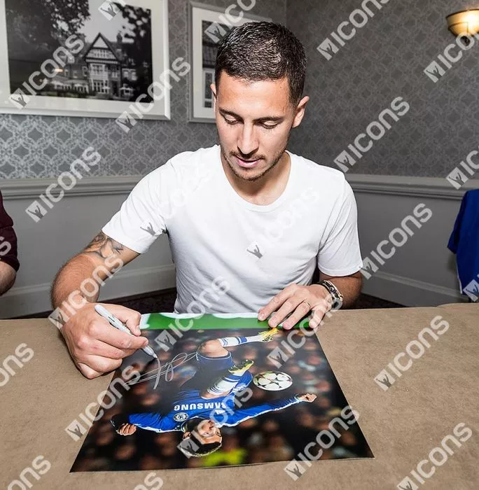 Eden Hazard Signed Chelsea Photo In Black Wooden Frame: Master Of The Ball