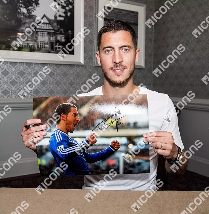 Eden Hazard Signed Chelsea Photo In Black Wooden Frame: Goal Vs Hull City