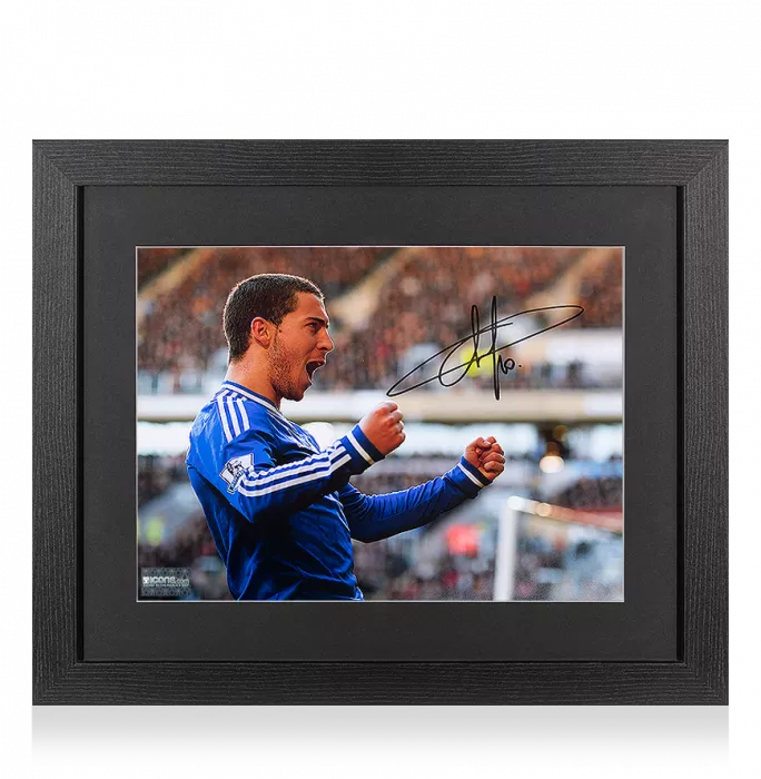 Eden Hazard Signed Chelsea Photo In Black Wooden Frame: Goal vs Hull City