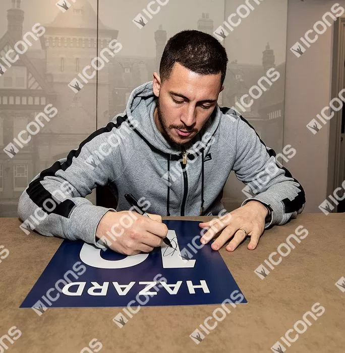 Eden Hazard Signed Chelsea Shirt Print In Black Wooden Frame: Limited Edition 'Hazard 10'