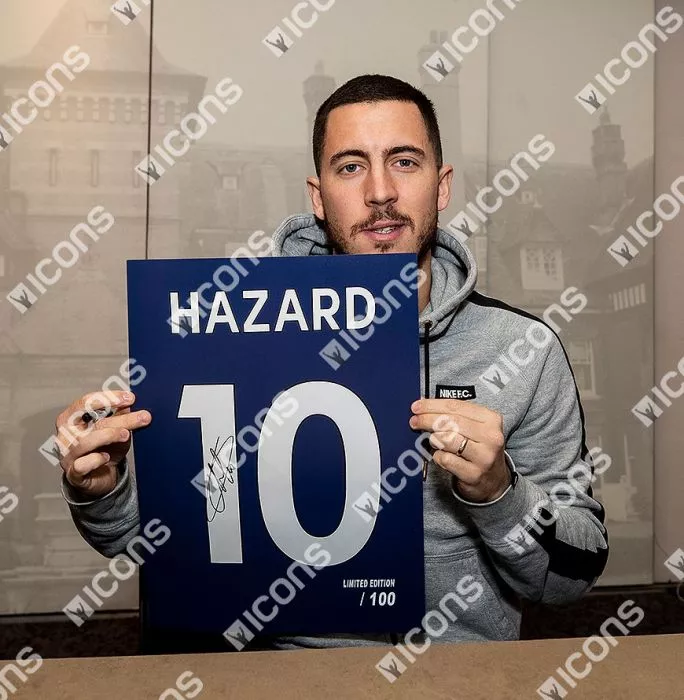 Eden Hazard Signed Chelsea Shirt Print In Black Wooden Frame: Limited Edition 'Hazard 10'