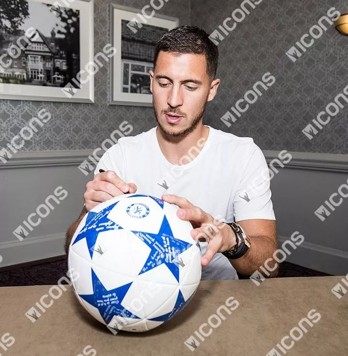 Eden Hazard Signed Chelsea UEFA Champions League Ball