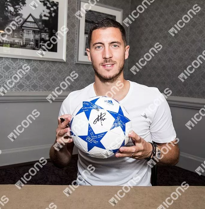 Eden Hazard Signed Chelsea UEFA Champions League Ball
