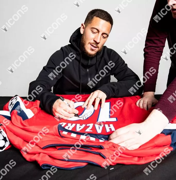 Eden Hazard Signed Lille OSC 2011-12 Home Shirt In Hero Frame: Option 1