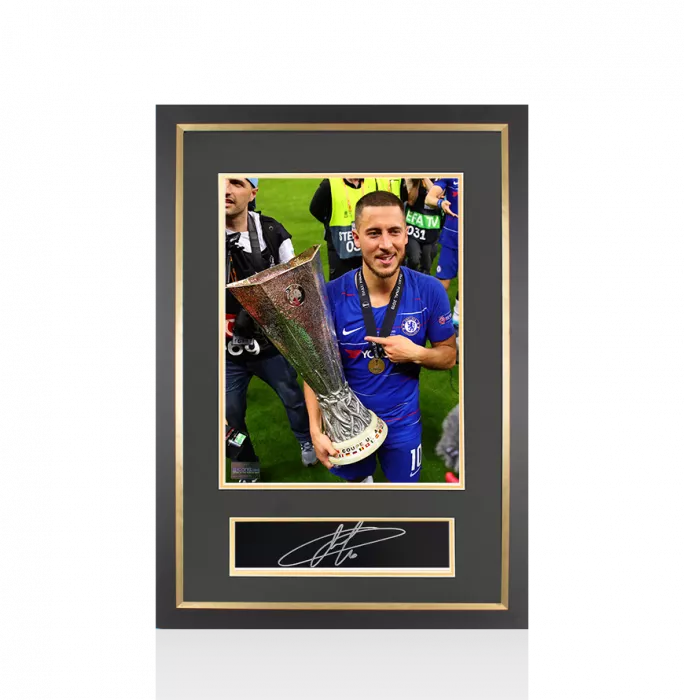 Eden Hazard Signed Plaque and Photo Frame: Chelsea Europa League Winner
