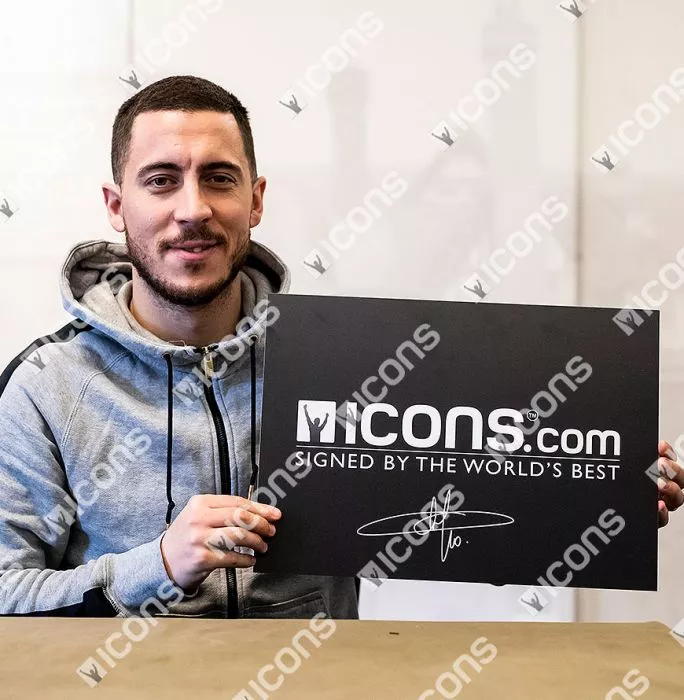 Eden Hazard Signed Plaque And Photo Frame: Chelsea Knee Slide