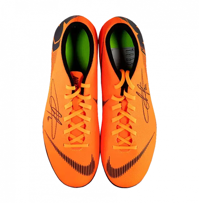 Eden Hazard Signed Total Orange Nike Mercurial Vapor XII Boot In Acrylic Case