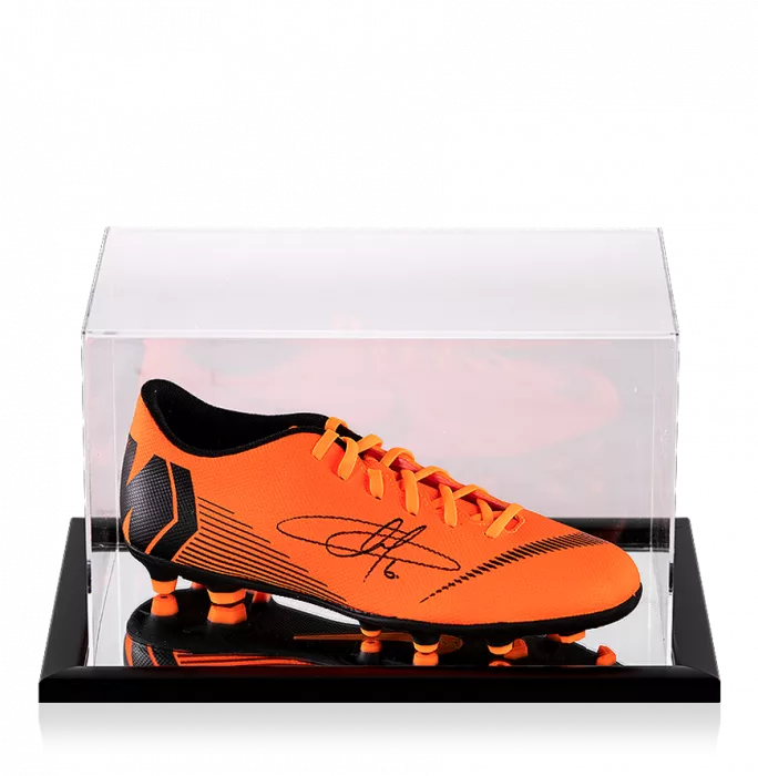 Eden Hazard Signed Total Orange Nike Mercurial Vapor XII Boot In Acrylic Case